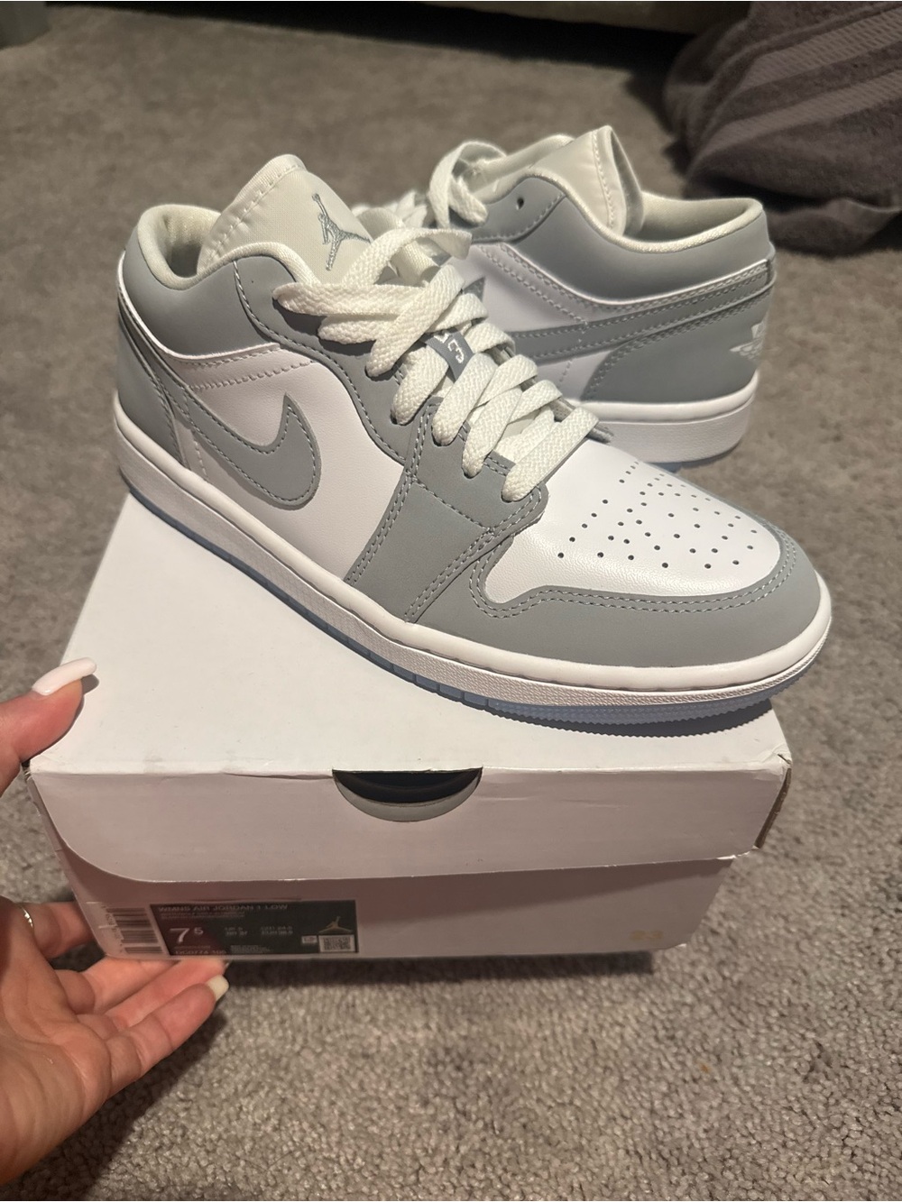 Nike Air Jordan 1 Low White & Light Grey Sneakers